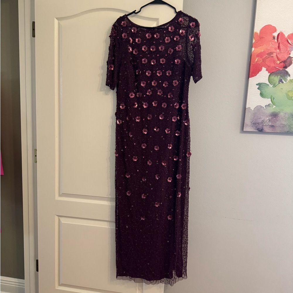 Elegant burgundy Floral Dress